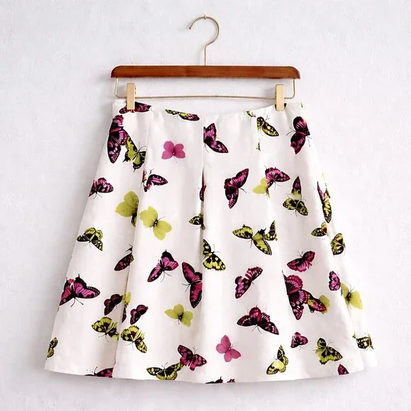 Talbots Pleated Butterfly Skirt Cotton Silk Blend 14 - Picture 4 of 6